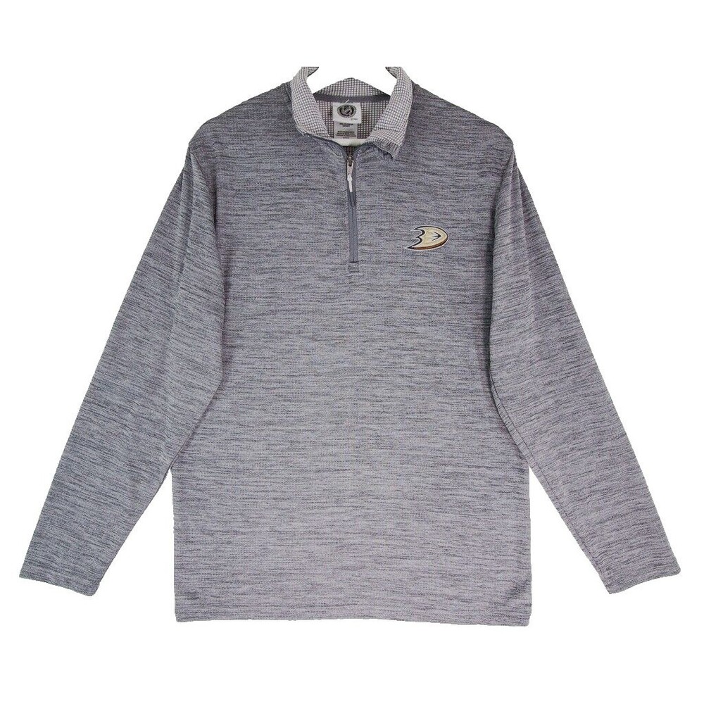 NHL Anaheim Ducks Pullover Sweater 1/4 Zip Men's Size Small Gray
